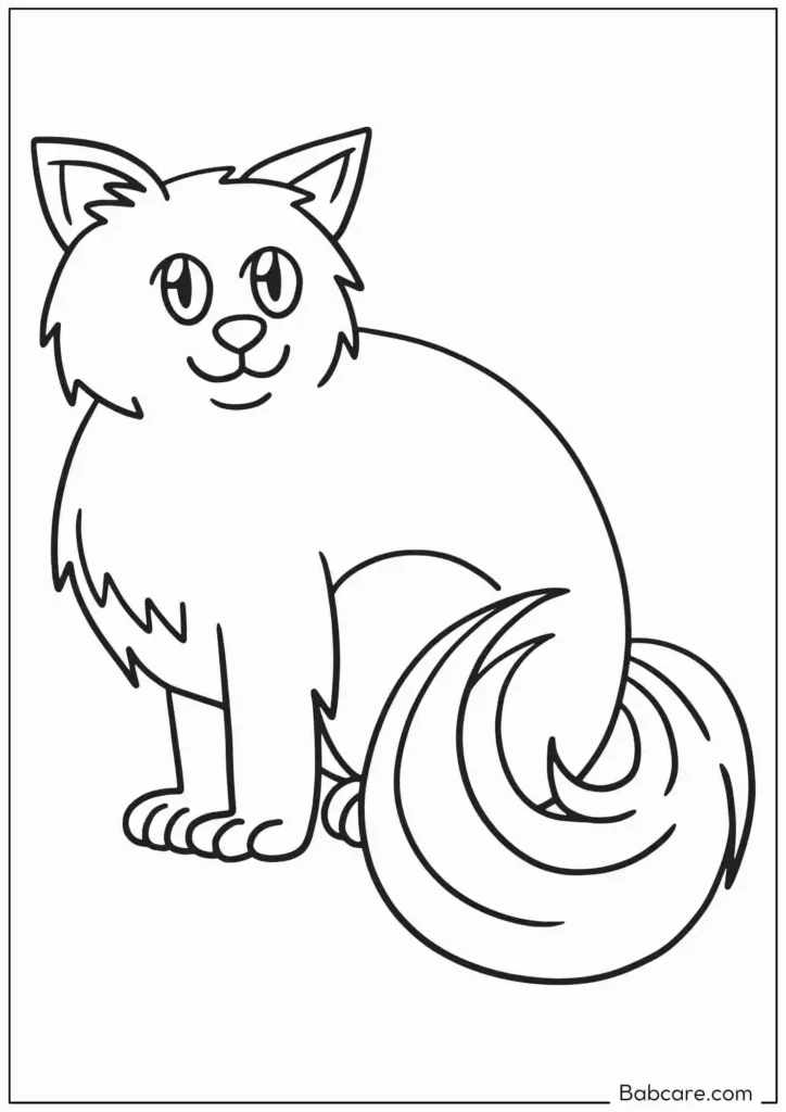 Simple cat realistic coloring page