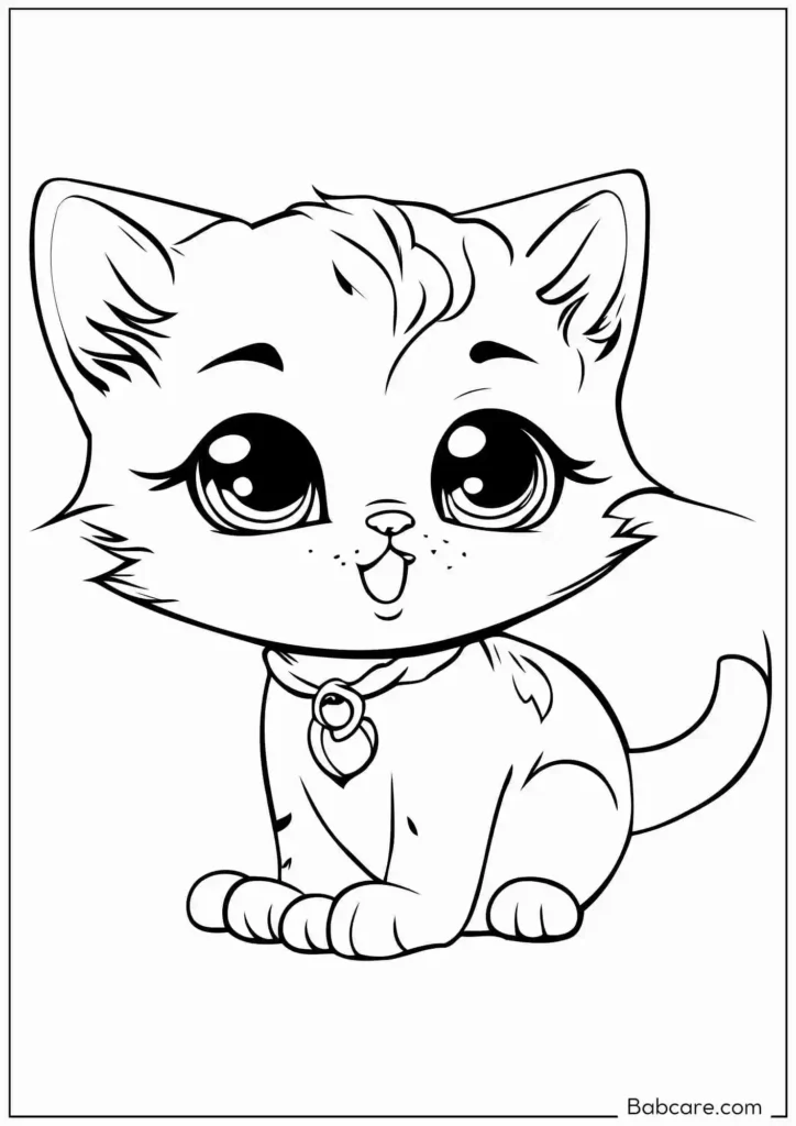 Cute kitty laughing coloring sheet