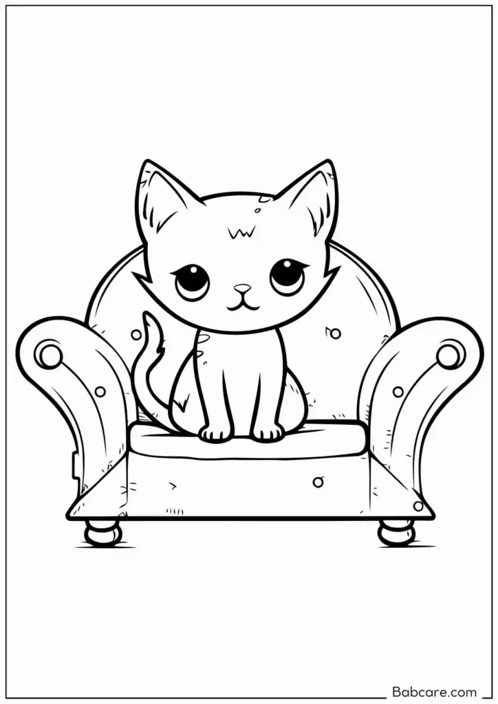 Cat Sleeping on the sofa Coloring Page