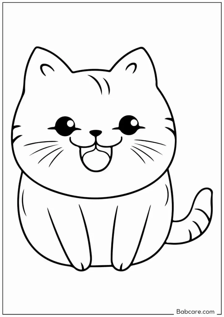 Smiling cat coloring sheet