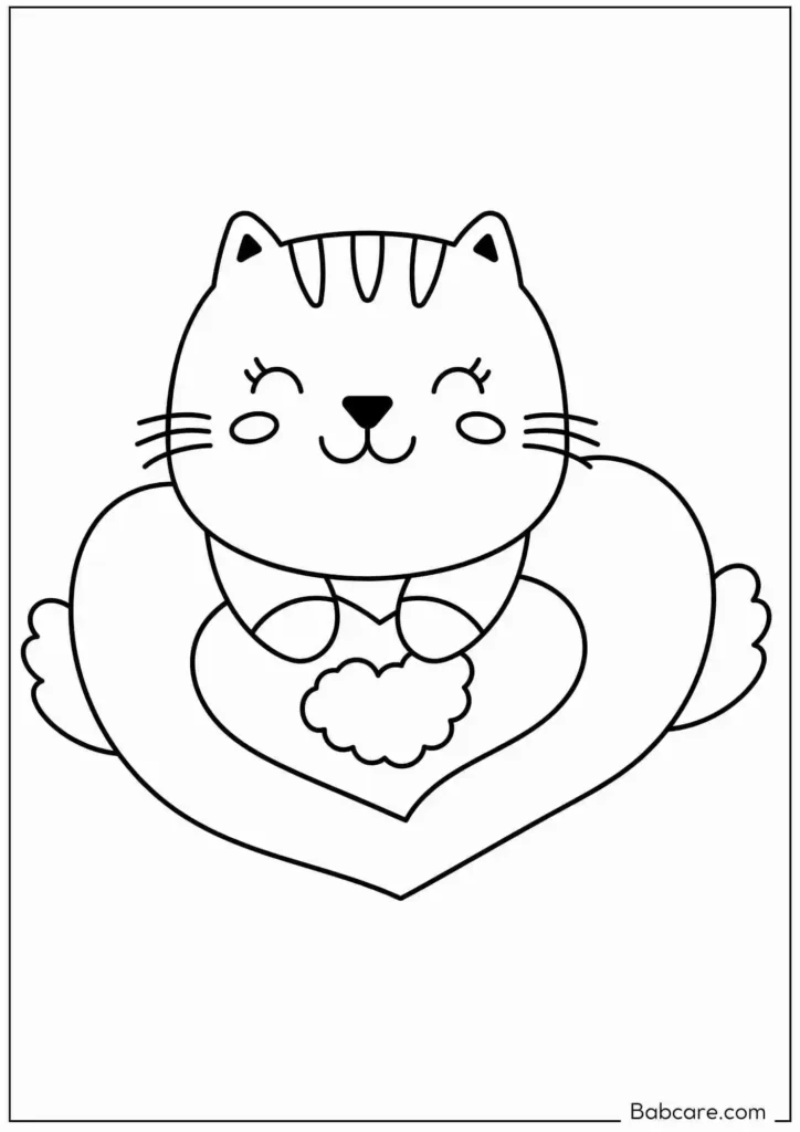 Cat Eating Fish Treat On Christmas Day Coloring Page