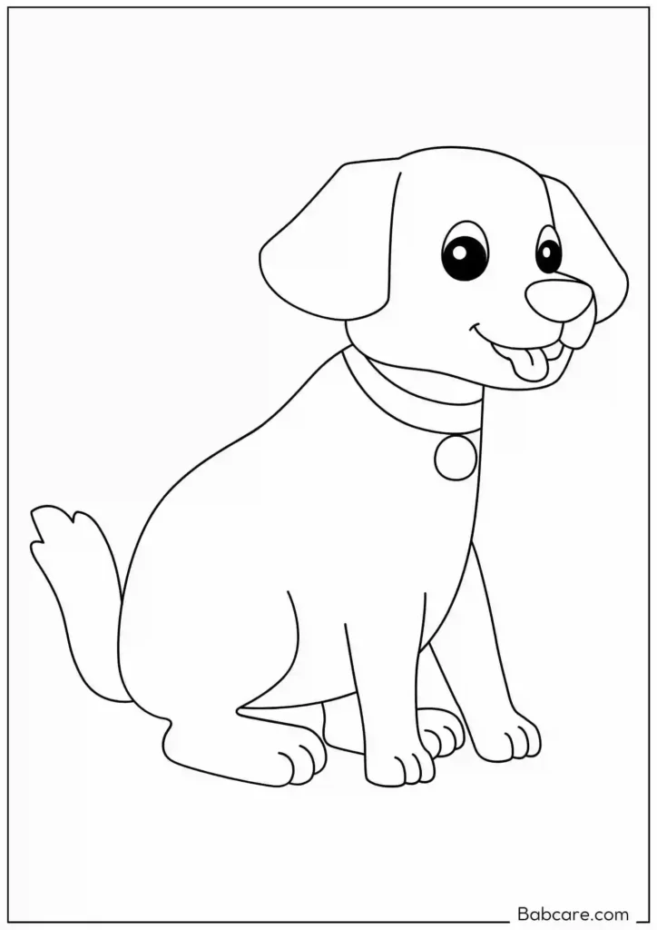 Cute puppy In Front Of Door Coloring Page