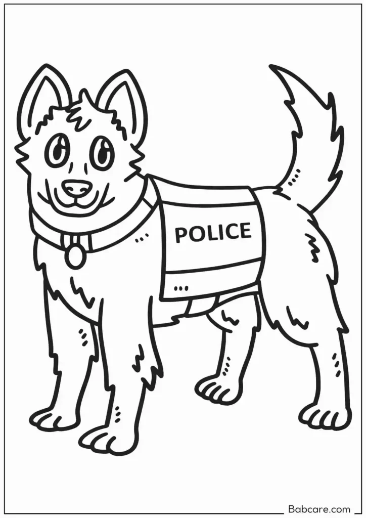 Police dog sniffing among things