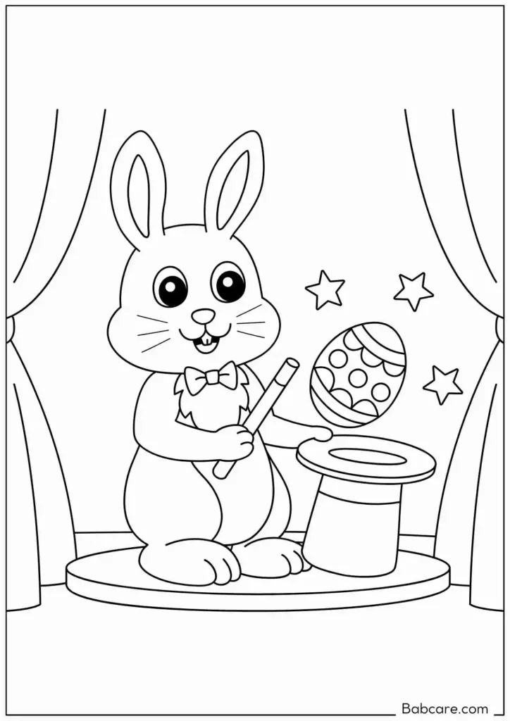 Coloring page of magician rabbit 