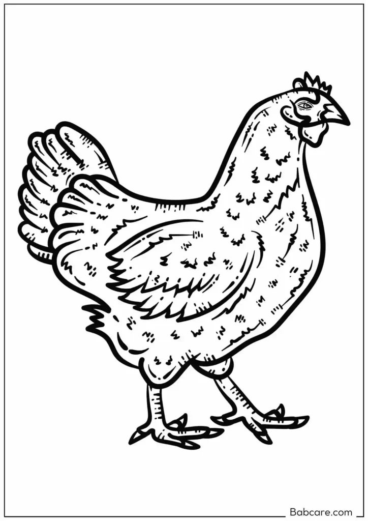 Simple Chicken Outline To Color In