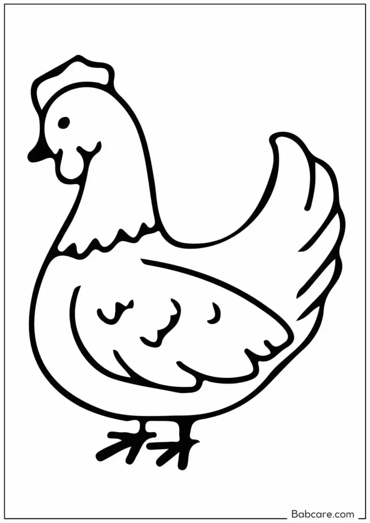 Very Simple Outline Chicken Coloring Sheet