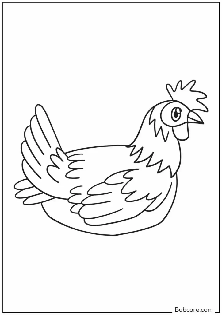 Chicken Sitting on the Ground Coloring Page