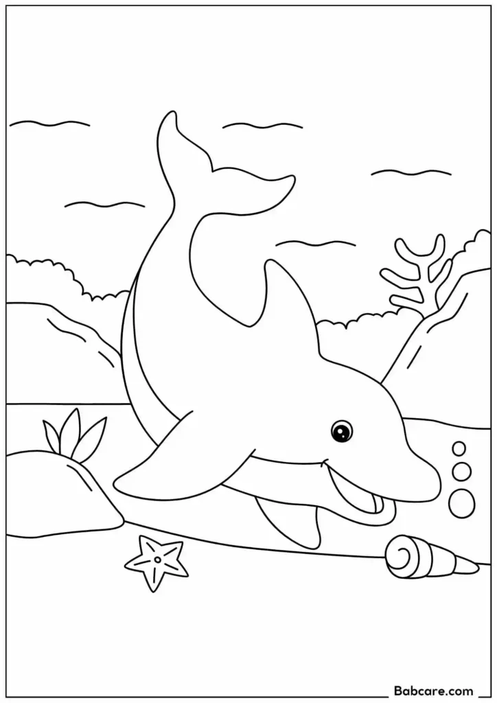 Dolphin chasing food to eat coloring In 