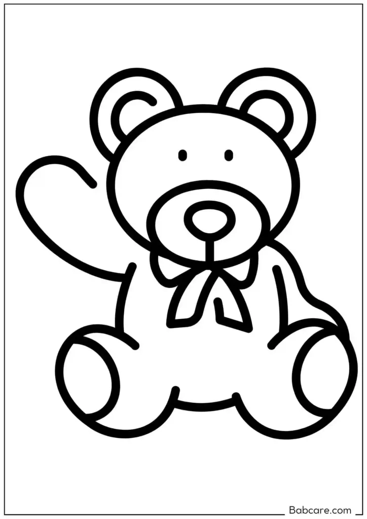 Simple Teddy Bear Outline for Kids To Color In