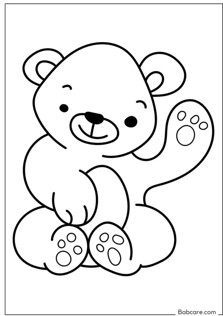 Teddy Bear Touching Paw And Saying Hello Coloring Page