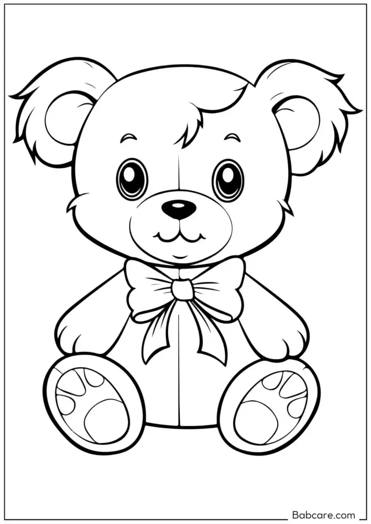 Very Cute Teddy Bear Sitting on The Ground Coloring Page